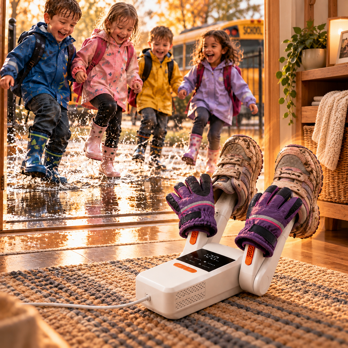 Solimatik FLEX – enfants sous la pluie, visuel restauré